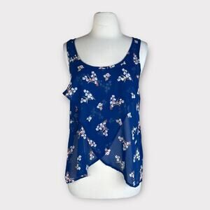 Lush | Vintage Y2K Floral Sheer Blue Tank Top | Small